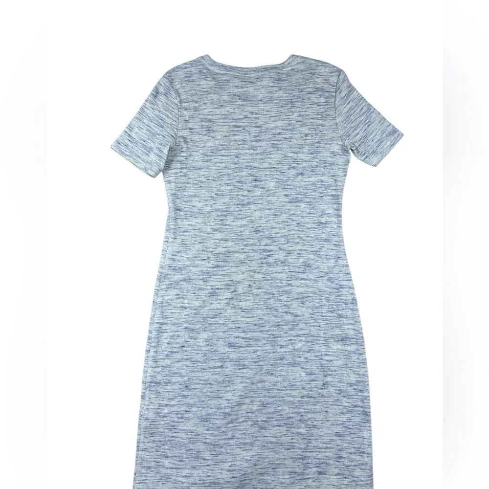 Theory Heathered Blue and Heathered Cream Short Sleeve Mini Dress - Picture 9 of 15